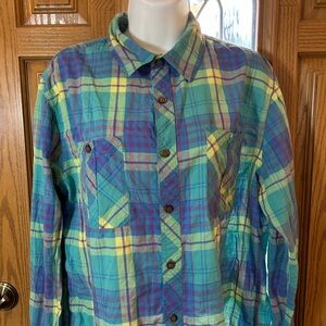 💚3/$25 Warp + Weft Multicolor Plaid Casual Button Down Shirt large